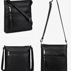 Crossbody Purses for Women, Multi Pocket Casual Crossbody Bag, Adjustable Strap Shoulder Bag with Tassel