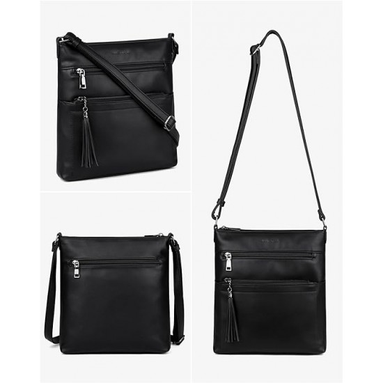 Crossbody Purses for Women, Multi Pocket Casual Crossbody Bag, Adjustable Strap Shoulder Bag with Tassel