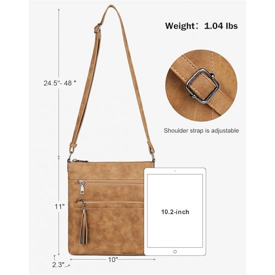 Crossbody Purses for Women, Multi Pocket Casual Crossbody Bag, Adjustable Strap Shoulder Bag with Tassel