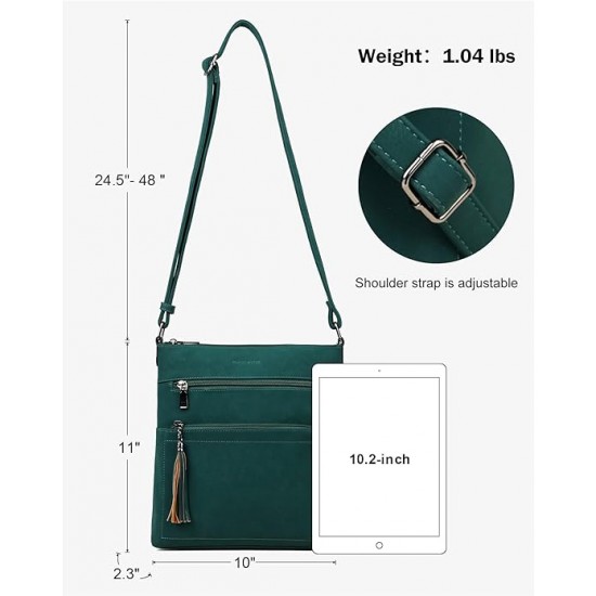 Crossbody Purses for Women, Multi Pocket Casual Crossbody Bag, Adjustable Strap Shoulder Bag with Tassel