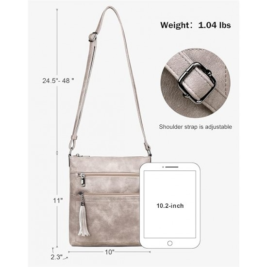 Crossbody Purses for Women, Multi Pocket Casual Crossbody Bag, Adjustable Strap Shoulder Bag with Tassel