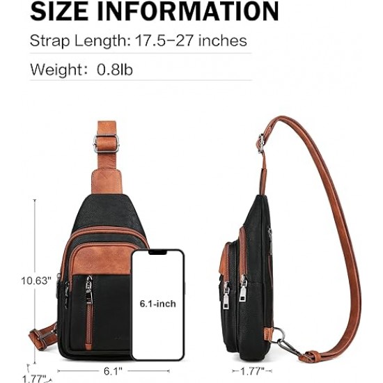 Sling Bag for Women - Crossbody Bags Fanny Pack with Vegan Leather - Adjustable Sling Backack for Travel