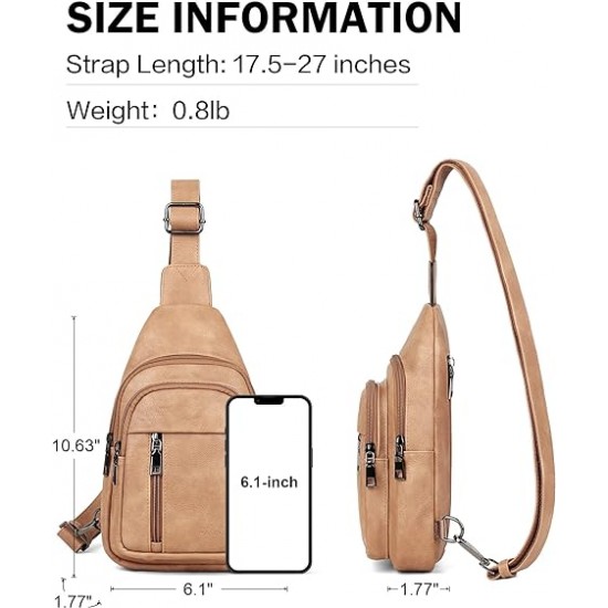 Sling Bag for Women - Crossbody Bags Fanny Pack with Vegan Leather - Adjustable Sling Backack for Travel