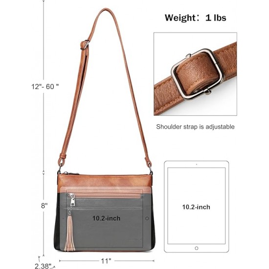 Crossbody Bags for Women, Lightweight Medium Crossbody Purse, Soft Leather Women's Shoulder Handbags with Tassel