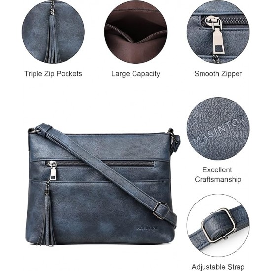 Crossbody Bags for Women, Lightweight Medium Crossbody Purse, Soft Leather Women's Shoulder Handbags with Tassel