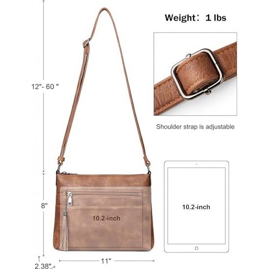 Crossbody Bags for Women, Lightweight Medium Crossbody Purse, Soft Leather Women's Shoulder Handbags with Tassel