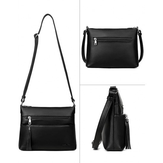 Crossbody Bags for Women, Lightweight Medium Crossbody Purse, Soft Leather Women's Shoulder Handbags with Tassel