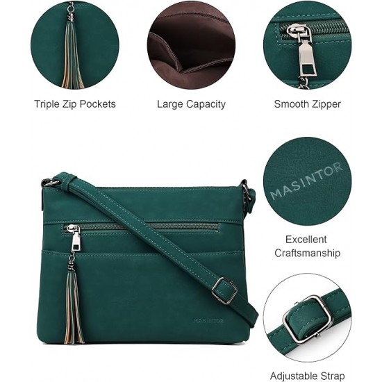 Crossbody Bags for Women, Lightweight Medium Crossbody Purse, Soft Leather Women's Shoulder Handbags with Tassel