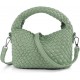 Women Woven Tote Small Crossbody Bag, Weave Quilted Purse Square Shoulder Bag Woven Handbag with Detachable Strap