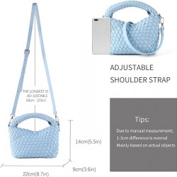 Women Woven Tote Small Crossbody Bag, Weave Quilted Purse Square Shoulder Bag Woven Handbag with Detachable Strap