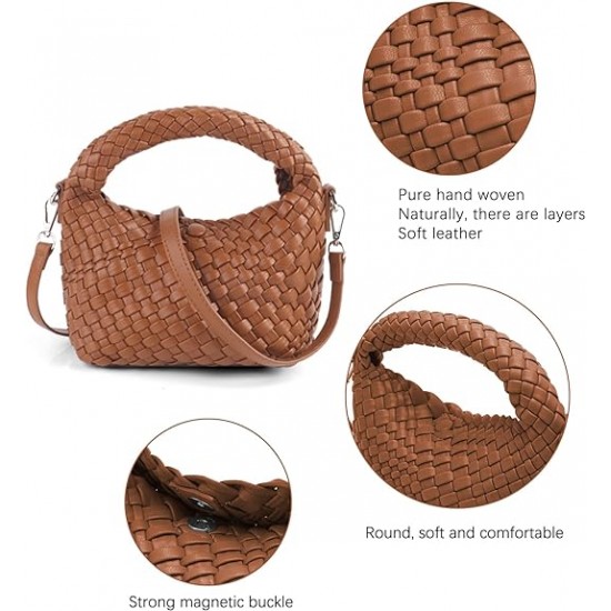 Brand: LMKIDS Women Woven Tote Small Crossbody Bag, Weave Quilted Purse Square Shoulder Bag Woven Handbag with Detachable Strap