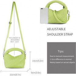 Women Woven Tote Small Crossbody Bag, Weave Quilted Purse Square Shoulder Bag Woven Handbag with Detachable Strap