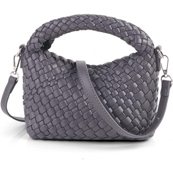 Women Woven Tote Small Crossbody Bag, Weave Quilted Purse Square Shoulder Bag Woven Handbag with Detachable Strap