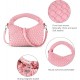 Women Woven Tote Small Crossbody Bag, Weave Quilted Purse Square Shoulder Bag Woven Handbag with Detachable Strap