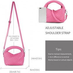 Women Woven Tote Small Crossbody Bag, Weave Quilted Purse Square Shoulder Bag Woven Handbag with Detachable Strap