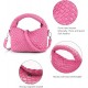 Women Woven Tote Small Crossbody Bag, Weave Quilted Purse Square Shoulder Bag Woven Handbag with Detachable Strap