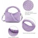 Women Woven Tote Small Crossbody Bag, Weave Quilted Purse Square Shoulder Bag Woven Handbag with Detachable Strap