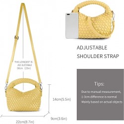 Women Woven Tote Small Crossbody Bag, Weave Quilted Purse Square Shoulder Bag Woven Handbag with Detachable Strap