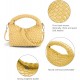 Women Woven Tote Small Crossbody Bag, Weave Quilted Purse Square Shoulder Bag Woven Handbag with Detachable Strap