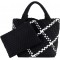 Woven Tote Bag + Purse Women Neoprene Tote Handbag Fashion Large Shoulder Top-Handle Travel Bag Underarm Shopper Bag