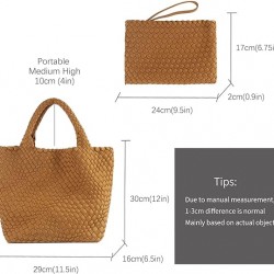 Woven Tote Bag + Purse Women Neoprene Tote Handbag Fashion Large Shoulder Top-Handle Travel Bag Underarm Shopper Bag