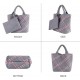 Woven Tote Bag + Purse Women Neoprene Tote Handbag Fashion Large Shoulder Top-Handle Travel Bag Underarm Shopper Bag