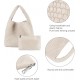 Women Vegan Leather Hand-Woven Tote Handbag Fashion Shoulder Top-handle Bag All-Match Underarm Bag with Purse