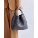 Women Vegan Leather Hand-Woven Tote Handbag Fashion Shoulder Top-handle Bag All-Match Underarm Bag with Purse