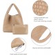 Women Vegan Leather Hand-Woven Tote Handbag Fashion Shoulder Top-handle Bag All-Match Underarm Bag with Purse