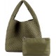 Women Vegan Leather Hand-Woven Tote Handbag Fashion Shoulder Top-handle Bag All-Match Underarm Bag with Purse