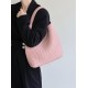 Women Vegan Leather Hand-Woven Tote Handbag Fashion Shoulder Top-handle Bag All-Match Underarm Bag with Purse