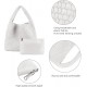 Women Vegan Leather Hand-Woven Tote Handbag Fashion Shoulder Top-handle Bag All-Match Underarm Bag with Purse