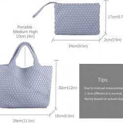 Woven Tote Bag, Women Macaron Soft Leather Weave Handbag Purse Wrist Bag Large Capacity Work Shopping Travel Daily