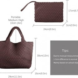 Woven Tote Bag, Women Macaron Soft Leather Weave Handbag Purse Wrist Bag Large Capacity Work Shopping Travel Daily