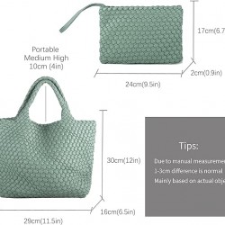 Woven Tote Bag, Women Macaron Soft Leather Weave Handbag Purse Wrist Bag Large Capacity Work Shopping Travel Daily