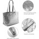 Woven Tote Bag for Women Top Handle Satchel Shoulder Bag for Women Vegan Leather Shopper Bag Large Travel HandBag