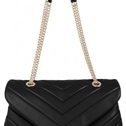 Quilted Crossbody Bags for Women, Trendy Roomy Shoulder Handbags with Flap Gold Hardware Chain Purses Shoulder Bag