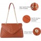 Quilted Crossbody Bags for Women, Trendy Roomy Shoulder Handbags with Flap Gold Hardware Chain Purses Shoulder Bag