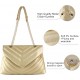 Quilted Crossbody Bags for Women, Trendy Roomy Shoulder Handbags with Flap Gold Hardware Chain Purses Shoulder Bag