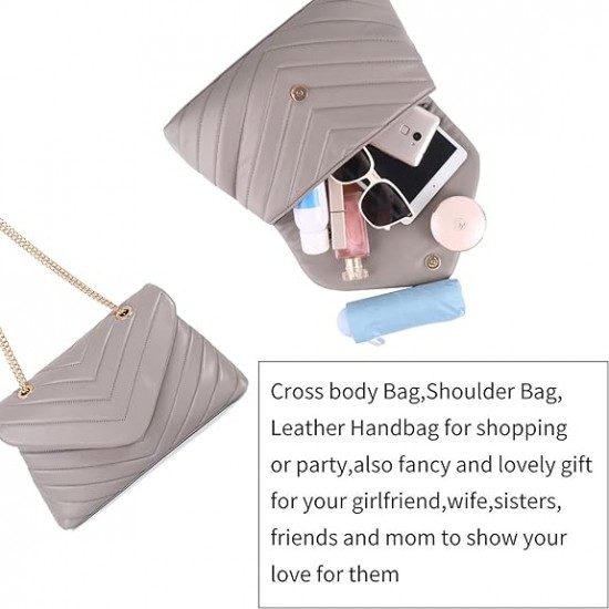 Quilted Crossbody Bags for Women, Trendy Roomy Shoulder Handbags with Flap Gold Hardware Chain Purses Shoulder Bag