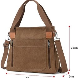 Women's Canvas Tote Purse Shoulder Crossbody Bag Small Handbag Multi-pocket Top Handle Work Bags