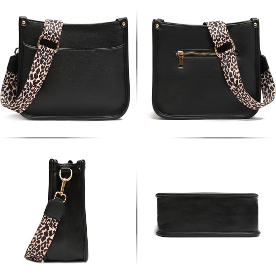 Women's crossbody bag, leopard patterned guitar strap, artificial leather wallet handbag, bucket handbag