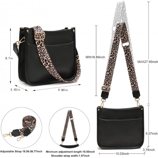 Women's crossbody bag, leopard patterned guitar strap, artificial leather wallet handbag, bucket handbag