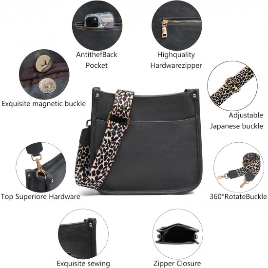 Women's crossbody bag, leopard patterned guitar strap, artificial leather wallet handbag, bucket handbag