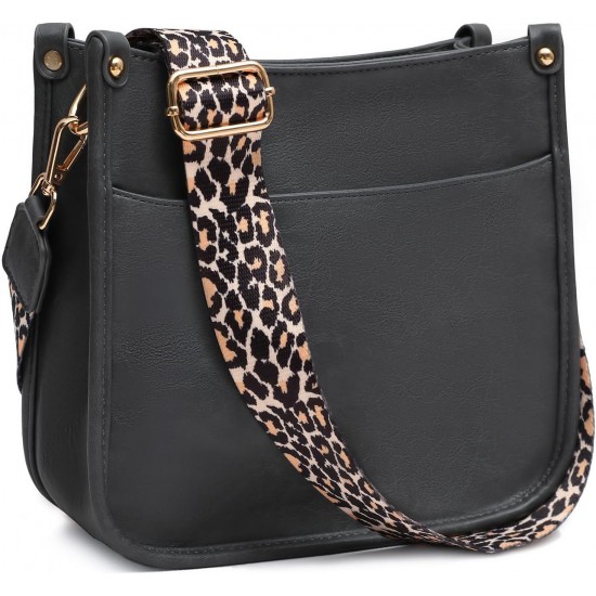 Women's crossbody bag, leopard patterned guitar strap, artificial leather wallet handbag, bucket handbag