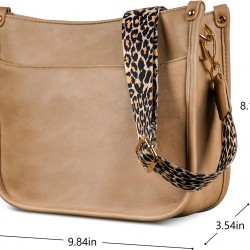 Women's crossbody bag, leopard patterned guitar strap, artificial leather wallet handbag, bucket handbag