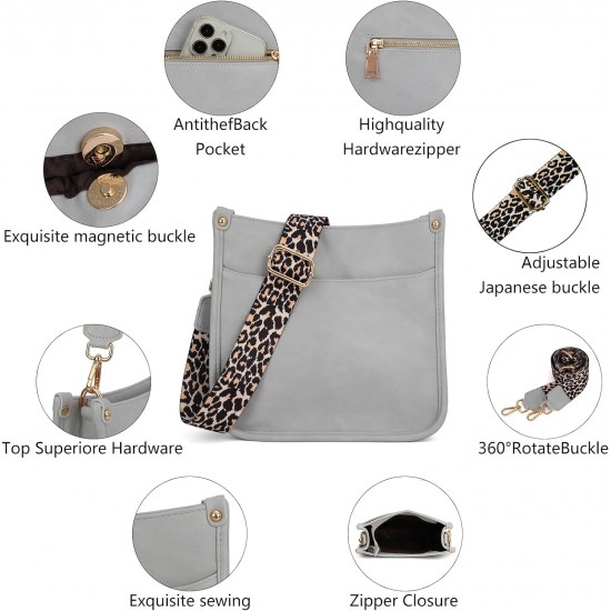 Women's crossbody bag, leopard patterned guitar strap, artificial leather wallet handbag, bucket handbag