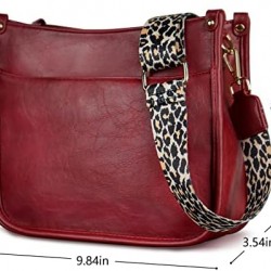 Women's crossbody bag, leopard patterned guitar strap, artificial leather wallet handbag, bucket handbag