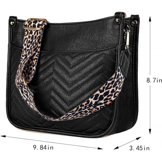 Women's crossbody bag, leopard patterned guitar strap, artificial leather wallet handbag, bucket handbag