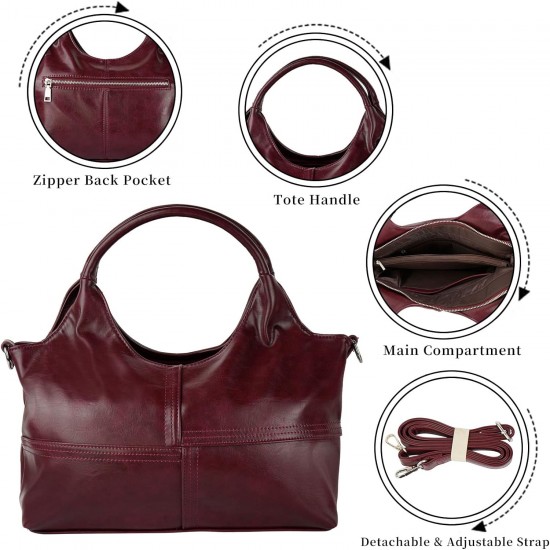 Womens Leather Handbags Tote Bag Shoulder Bag Top Handle Satchel Ladies Purse Crossbody Hobo Bag